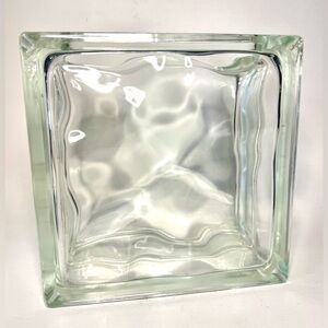 Vintage MCM Ice Block Glass Vase 8x8” - Minimalist Sculptural